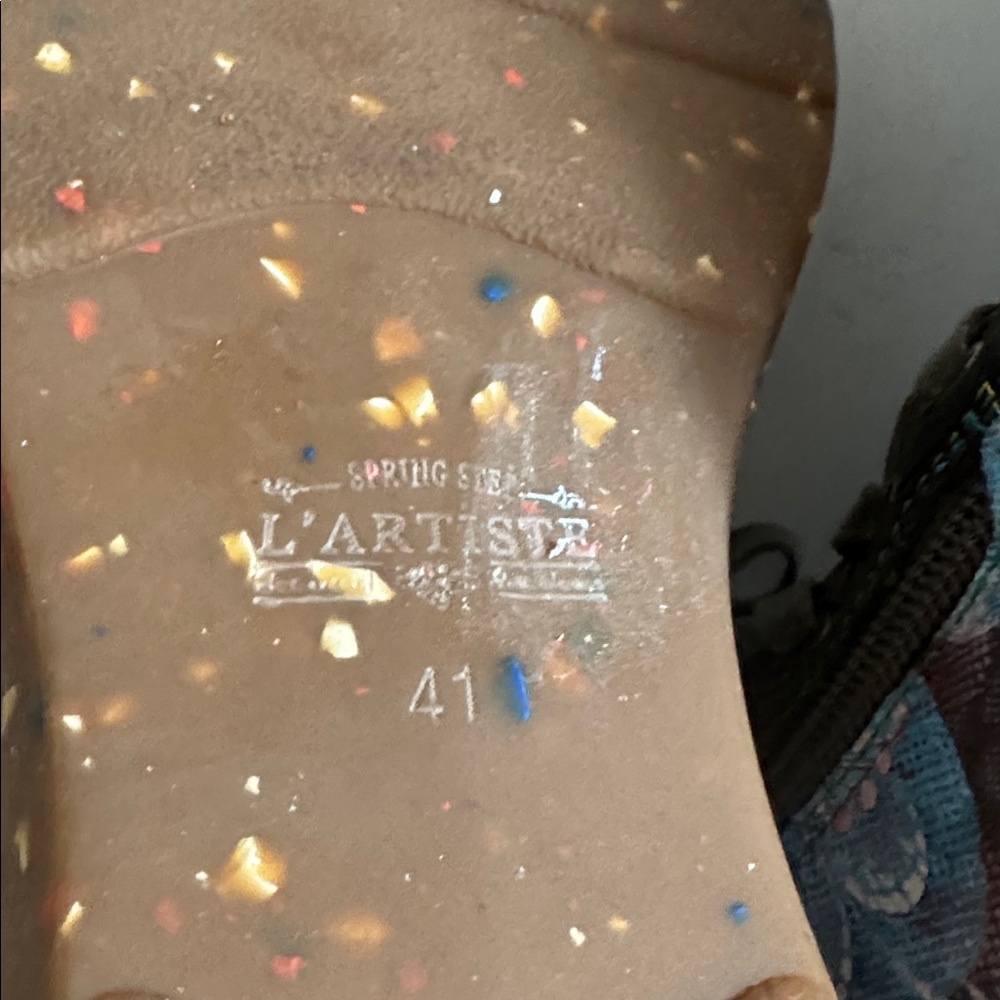 L’Artiste By Spring Step Maylah OLM Olive Multi Floral Leace-up Boots size 41 EU - Picture 12 of 12